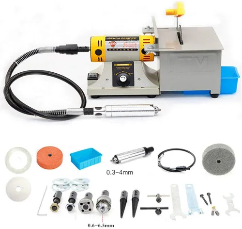 Vista 7 de 110 V joyería de pulido de roca Buffer Banco Torno y pulidor Kits de máquina herramienta multifunción amoladora TM-2