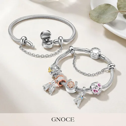 Vista 7 de GNOCE Pulsera de cadena de serpiente de acero inoxidable con regalo de seguridad para mujer 6.3 in