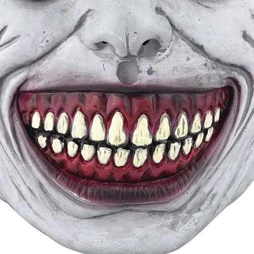 Vista 5 de Máscara de Halloween de terror de demonios sonrientes, máscara de terror más aterradora, máscara blanca espeluznante con ojo para cosplay, Blanco