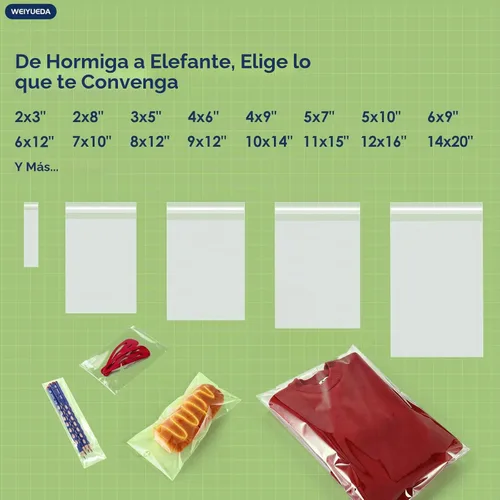 Vista 9 de WEIYUEDA Bolsas de celofán autoadhesivas transparentes 4x6, 200