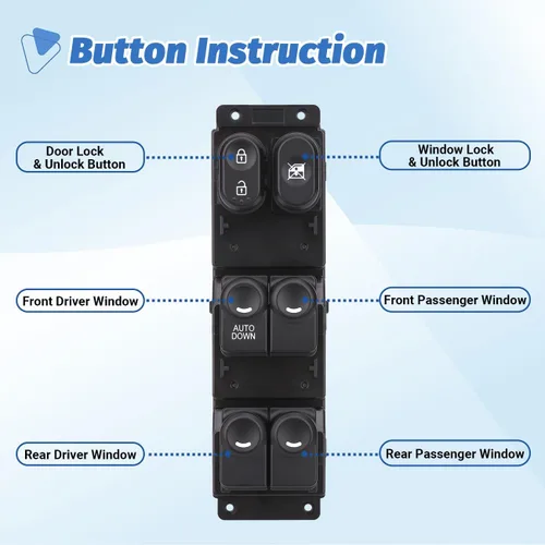 Vista 3 de Power Master - Botón de control para interruptor de ventanilla delantero izquierdo del lado del conductor compatible con Hyundai Accent 2011, 2012