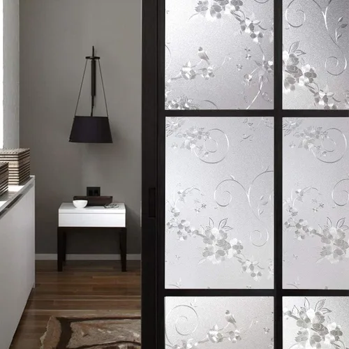 Vista 7 de Película esmerilada de privacidad para ventana, sin pegamento, protección de privacidad, control de calor, anti UV, vitrales de hierro para el hogar