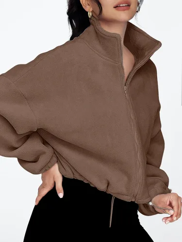 Vista 3 de AUTOMET Chaquetas de forro polar con cremallera para mujer, sudaderas de gran tamaño, ropa de invierno, manga larga, sherpa, trajes de otoño, moda