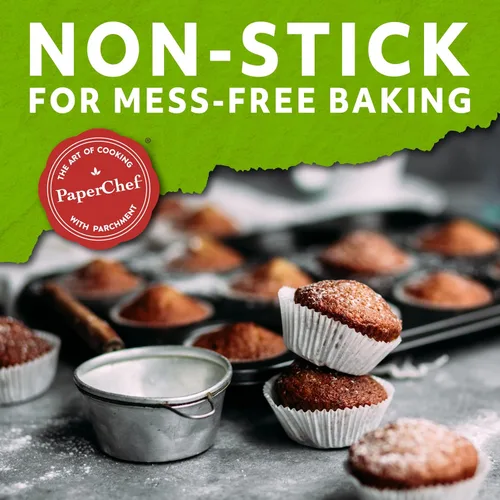 Vista 3 de PaperChef Tazas grandes de pergamino para hornear, fáciles de liberar, antiadherentes, sin blanquear y compostables, perfectas para magdalenas