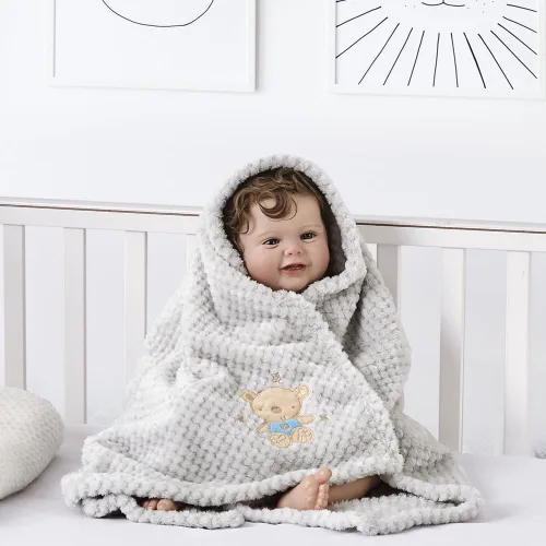 Vista 4 de CREVENT Mantas de bebé suaves y acogedoras para niños y niñas + manta de seguridad, juego con una bolsa de regalo esenciales para recién nacidos