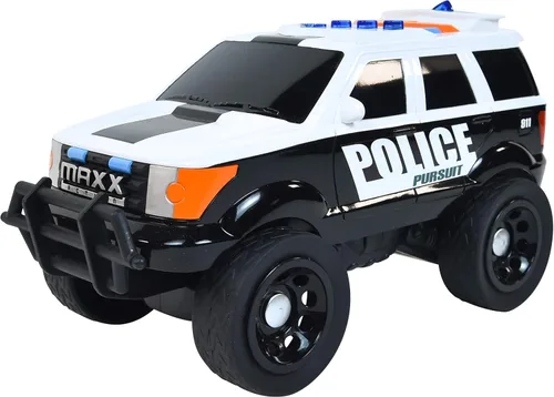 Sunny Days Entertainment Maxx Action 12’’ Large Police Car Toy – Siren Sounds and Bright Lights | Motorized Drive and Soft Grip Tires | Rescue SUV