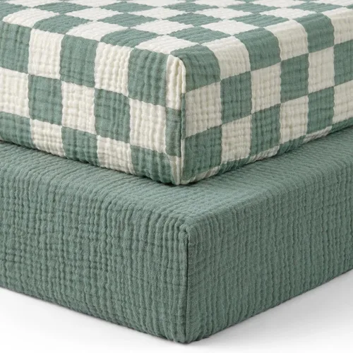 Vista 26 de Blissful Diary Sábanas de muselina para cuna para niña y niño, sábana de bebé de algodón suave neutro bohemio para colchón de cuna estándar de 52 x
