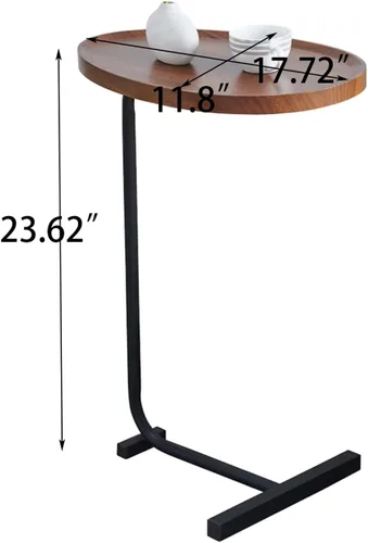 Vista 2 de Mesa auxiliar en forma de C, mesa de sofá pequeña, mesa auxiliar, mesita de noche mesa auxiliar con marco de metal para sofá, dormitorio, sala