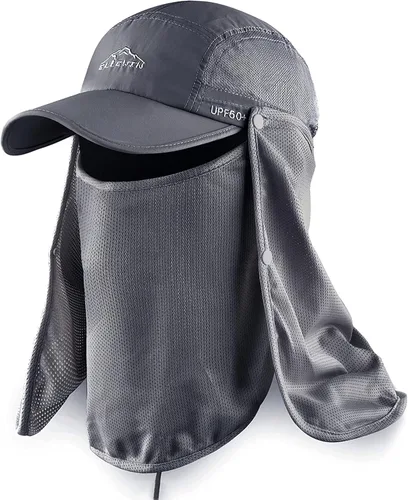 Vista 6 de ELLEWIN Sombrero de sol al aire libre para hombres y mujeres UPF 50+ sombrero de pesca UV con solapa de cuello cubierta para protección solar