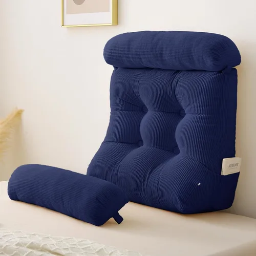 Vista 26 de Sasttie Juego de almohadas de cuña, 2 almohadas de lectura para sentarse, almohada de cuña de cama para dormir, después de una cirugía, reflujo