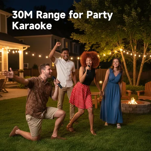 Vista 8 de Sistema de micrófonos inalámbricos, micrófono de mano dual con receptor recargable, para karaoke, discurso, boda, iglesia, sistema de PA, eventos al