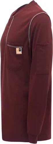 Vista 2 de KONRECO Camisas FR para hombres de manga larga Henley 7oz 100% algodón FRC camisa de soldadura de ropa