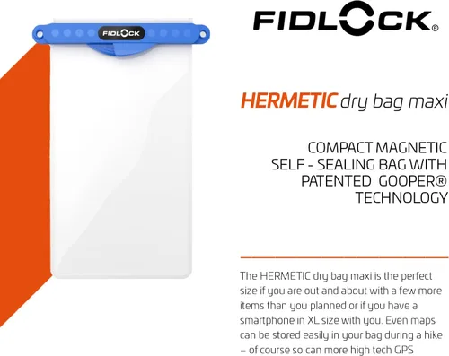 Vista 2 de FIDLOCK Bolsa hermética seca flexible magnética autosellante para teléfono celular 100% a prueba de agua y arena Tamaño práctico con una gran