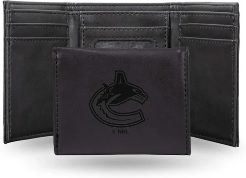 Vista 56 de NHL Rico Industries - Billetera triple grabada con láser y tres pliegues, accesorio para hombre