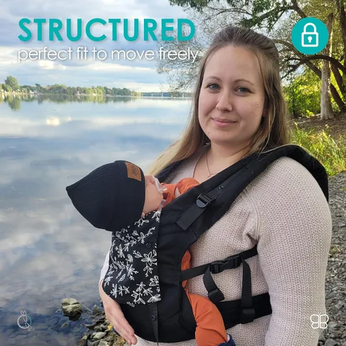 Vista 5 de bblüv Pöp'NGO - Mochila portabebés ajustable y soporte frontal para el pecho, arnés con seis posiciones, incluye cojines para la cabeza, bolsa