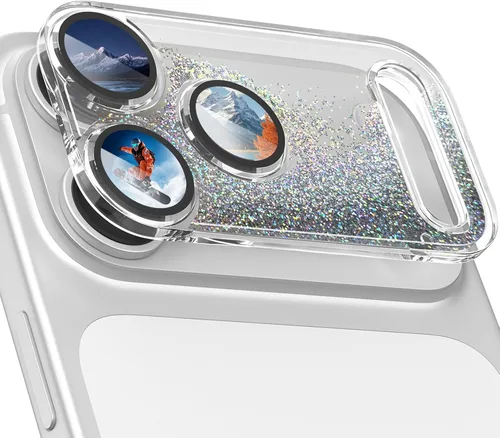 Vista 8 de surundo Protector de cámara para iPhone 17 Pro, diseño de cubierta de cámara con purpurina brillante, arena movediza líquida, [no se cae fácilmente]