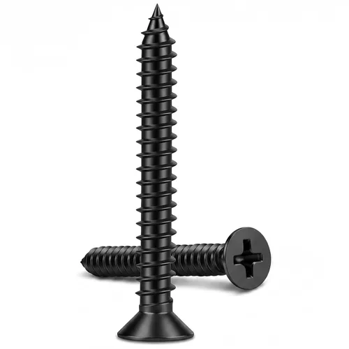 Vista 19 de Tornillo de madera de cabeza plana #4 x 1, tornillos de chapa, acero inoxidable 18-8 (304), acabado negro, 100