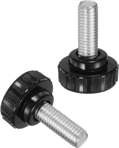 Vista 130 de uxcell 2 perillas de sujeción moleteadas M6 x 0.394 in métricas de acero inoxidable 304 rosca macho tornillo de pulgar en tipo 1.181 in cabeza