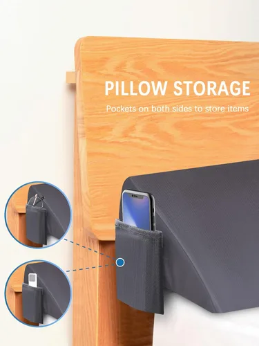 Vista 5 de Almohada de cuña de cama tamaño individual para cabecero, relleno de huecos de cama, almohada de cabecero, cuña de colchón para cerrar el espacio