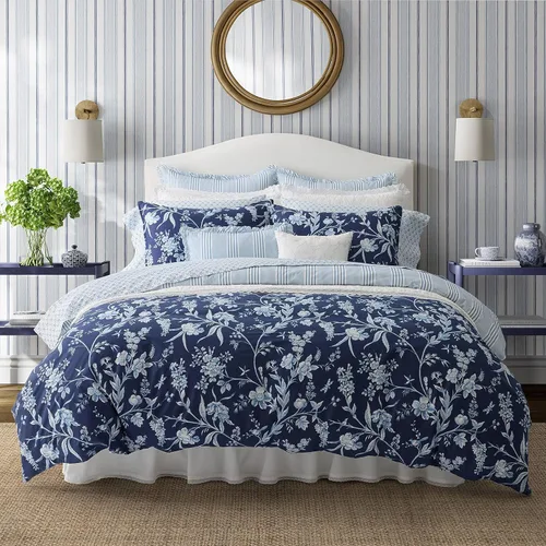 Vista 10 de Laura Ashley - Juego de funda de edredón individual, ropa de cama súper suave y acogedora, incluye fundas a juego y fundas de almohada adicionales