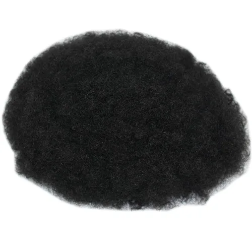 Vista 2 de Extensiones de cabello con base de encaje completo para hombres, 10 x 8 pulgadas, 100 % cabello humano, tupé hecho a mano para hombre, rizado afro