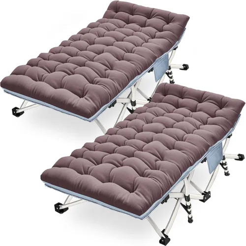 Vista 10 de Catres de campamento, paquete de 2 camas de camping con cómoda colchoneta para dormir con almohadilla, cama plegable resistente, catre de dormir