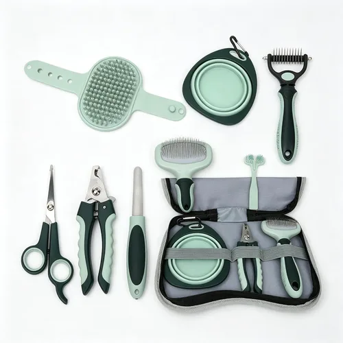 Kit de aseo para mascotas 8 en 1 con bolsa de almacenamiento