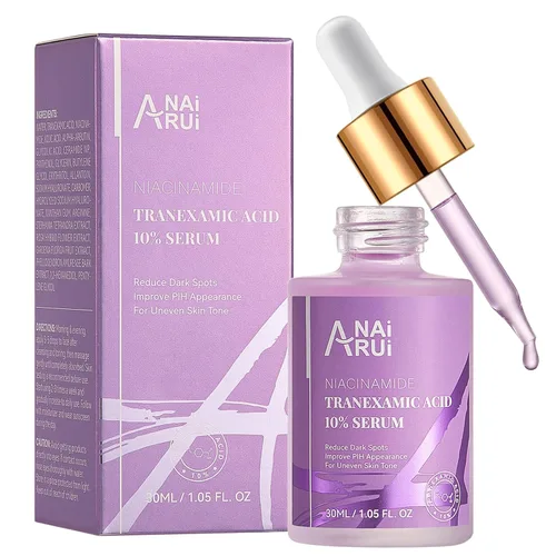 ANAI RUI Suero facial de ácido tranexámico 10% con niacinamida, ácido kójico, arbutina y ceramida, suero hidratante ligero para un tono de piel