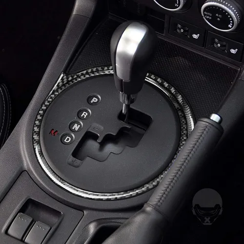 Vista 3 de Caja de engranajes de consola central de fibra de carbono real, palanca, panel de transmisión, calcomanía decorativa para el interior del automóvil