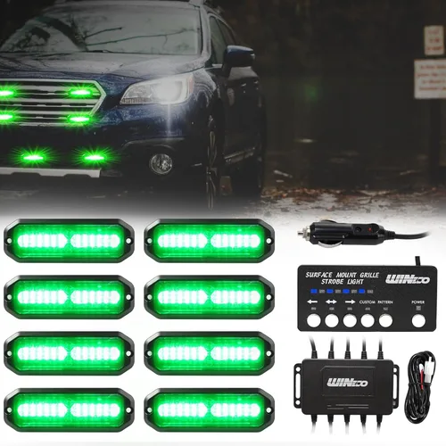 Vista 15 de WINECO Luces de emergencia para vehículos, Kit de luces estroboscópicas de emergencia de montaje en superficie de la parrilla de la luz de la Ámbar