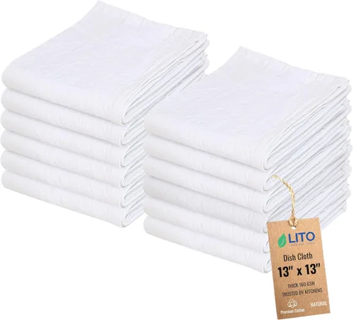 Vista 58 de Toallas de saco de harina Toalla de té para manualidades, plato de cocina, toalla de algodón en blanco para bordado, funda de lino para hornear