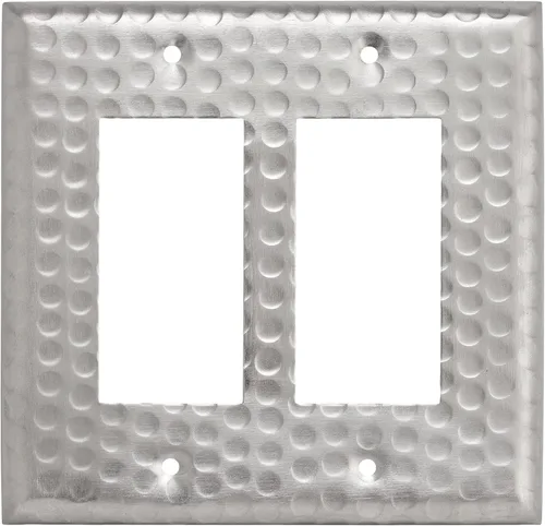 Vista 9 de Placa de pared de interruptor basculante de 2 gangas de Monarch Abode, placa de interruptor de pared decorativa de cobre puro martillado a mano
