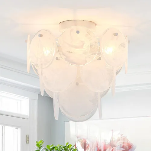 Vista 11 de Moderna lámpara de techo de cristal de montaje empotrado, acabado cromado, luces de pasillo vintage, lámpara única de 4 luces para dormitorio