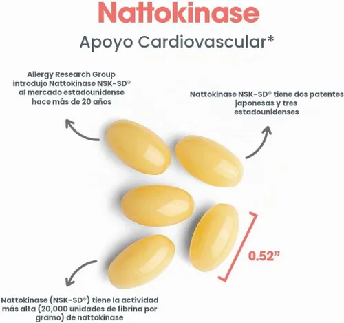 Vista 5 de Allergy Research Group - Suplemento Nattoquinasa NSK-SD 2000 FU, 100mg