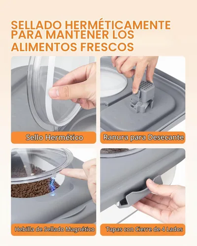 Vista 5 de Contenedor de almacenamiento de alimentos para perros de 20-23 libras hermético, almacenamiento plegable de alimentos para mascotas