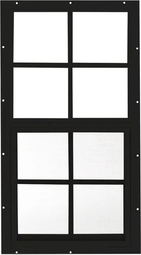 Ventana de cobertizo de 14 x 27 pulgadas, ventana deslizante de montaje empotrado con vidrio templado y pantalla, color negro, 1 paquete