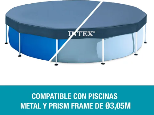 Vista 5 de Cubierta de piscina INTEX 28032E: para piscinas de marco de metal redondo de 15 pies – Incluye cuerda de atado – Orificios de drenaje – Sobresalida
