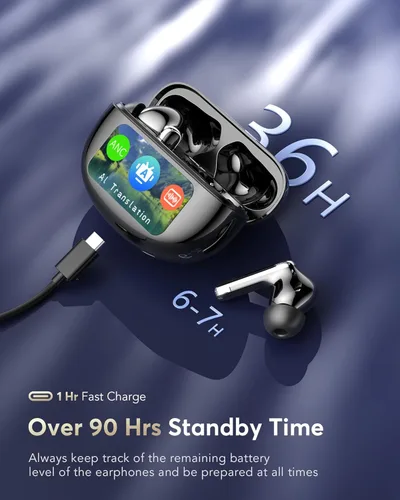 Vista 6 de Auriculares de traducción AI en tiempo real, 188 audífonos de traductor de idiomas, Audifonos Traductores Inglés Inglés, 4 dispositivos