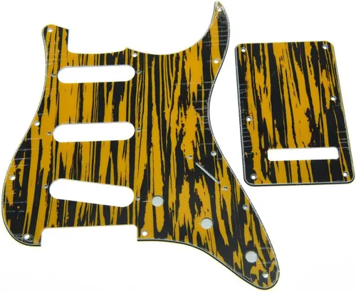 Vista 7 de KAISH Guardabarros de 11 agujeros estilo ST/Strat, SSS, con placa trasera ST, cubierta de trémolo para Stratocaster/Strat Gold Pearl de EE.