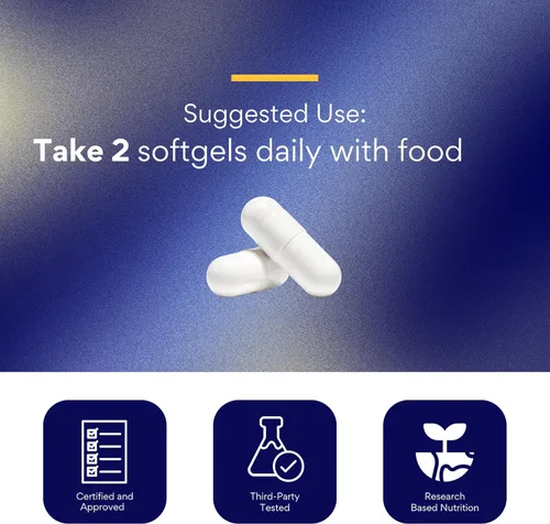 Vista 6 de Research Verified® Omega-3 MD - Aceite de pescado 2500 mg - EPA 900 mg, DHA 600 mg - Salud cardiovascular, función cognitiva - 60 cápsulas blandas