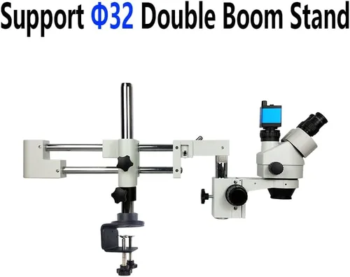 Vista 7 de Soporte universal para microscopio ajustable, base de soporte para microscopio con abrazadera de 1.260 in y 0.984 in, poste de soporte