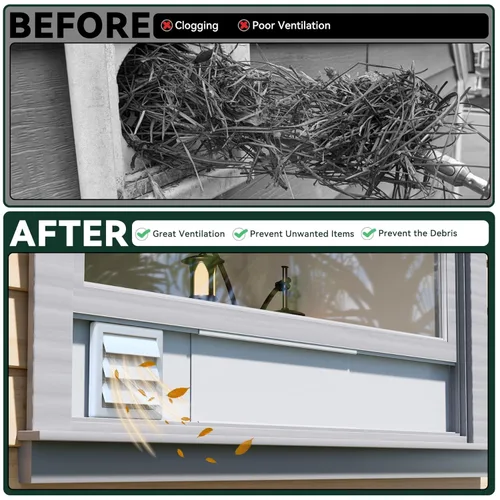 Vista 6 de Flehomo Kit de ventilación de ventana para manguera de 3 y 4 pulgadas de diámetro, incluye cubierta de ventilación con solapas de cierre automático
