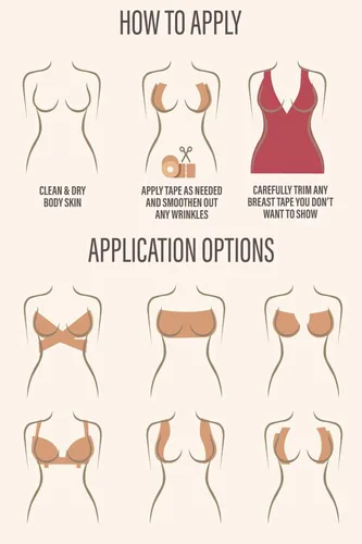 Vista 4 de Cinta adhesiva para pechos con cubiertas de pezones, brasier de cinta de levantamiento de senos, cinta de elevación para uso con vestido sin