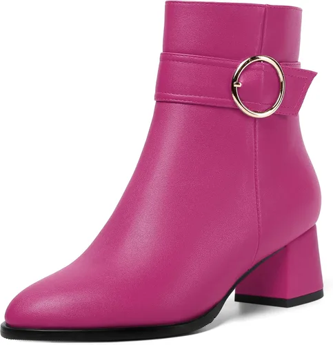 Vista 11 de MERRORI Botas altas de tacón bajo mate mate con cremallera y punta redonda para mujer, 2 pulgadas Beige