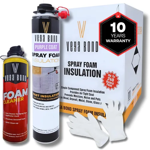 Purplecoat Sistema de espuma de celda cerrada (1 paquete + limpiador) | Self Expanding Insulation, R-5.66 Thermal Value, 29 Oz Cans, 20 Board Feet