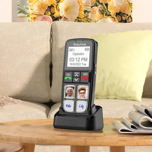Vista 5 de Easyfone Teléfono celular para personas mayores con botón de imagen T6 4G, fácil de usar, sonido claro, botón SOS, base de carga fácil, tarjeta SIM
