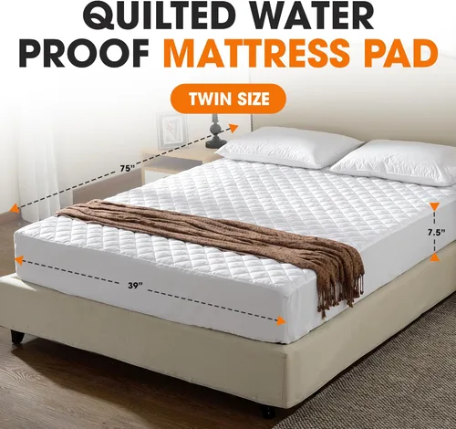 Vista 3 de Cheer Collection Protector de colchón impermeable, cómodo protector de cama para incontinencia para adultos, niños y mascotas, tamaño individual