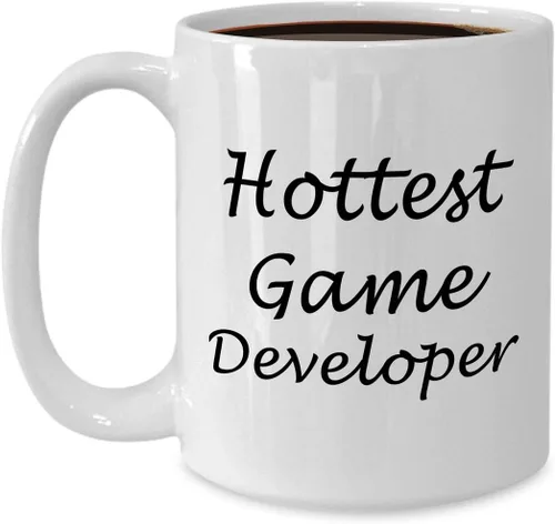 Funny Gifts for Hottest Game Developer Designer Mug Coffee Cup Tea Large 15oz Ceramic White - Video Gaming Design Dev Team Development Cute Gag Idea