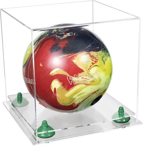 Vista 78 de Better Display Cases Acrylic Bowling Ball Display Case with Mirror Case, Yellow Risers and Clear Base (B33/A028)