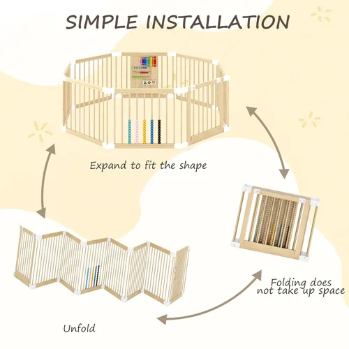 Vista 4 de EXPERLAM Corralito para bebés – Corralito de madera para bebés y niños pequeños, corralito plegable con puerta de bloqueo, valla portátil para bebés